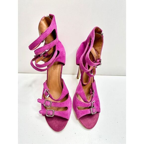 Colin Stuart Sandals Womens Size 9 Purple Leather Open Toe Strappy Heels - Picture 4 of 9